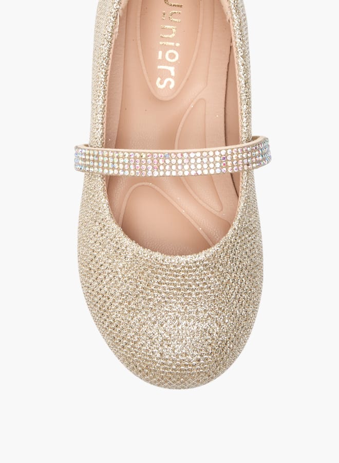 JUNIORS Girls Glitter Detail Ballerina Shoes With Elasticated Strap - Image 4