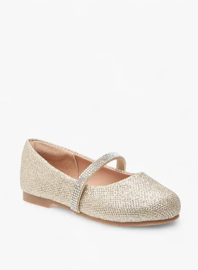 JUNIORS Girls Glitter Detail Ballerina Shoes With Elasticated Strap
