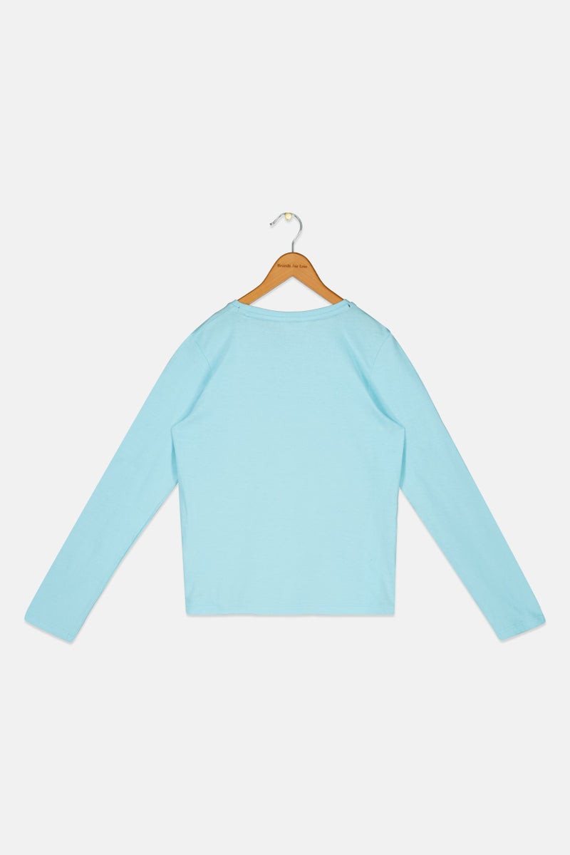 Hamleys Kids Girl Crew Neck Long Sleeve Graphic Print T-Shirt, Turquoise - Image 3