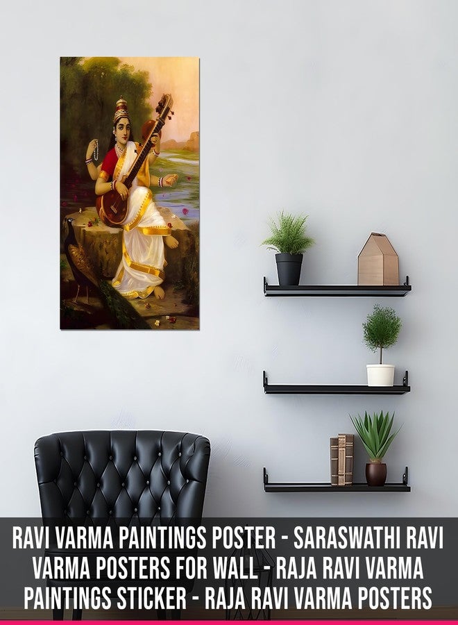 Roostaflag Ravi Varma Paintings Poster | Saraswati Ravi Varma Posters For Wall | Raja Ravi Varma Paintings Sticker | Raja Ravi Varma Paper Posters For Room Decoration - Image 2