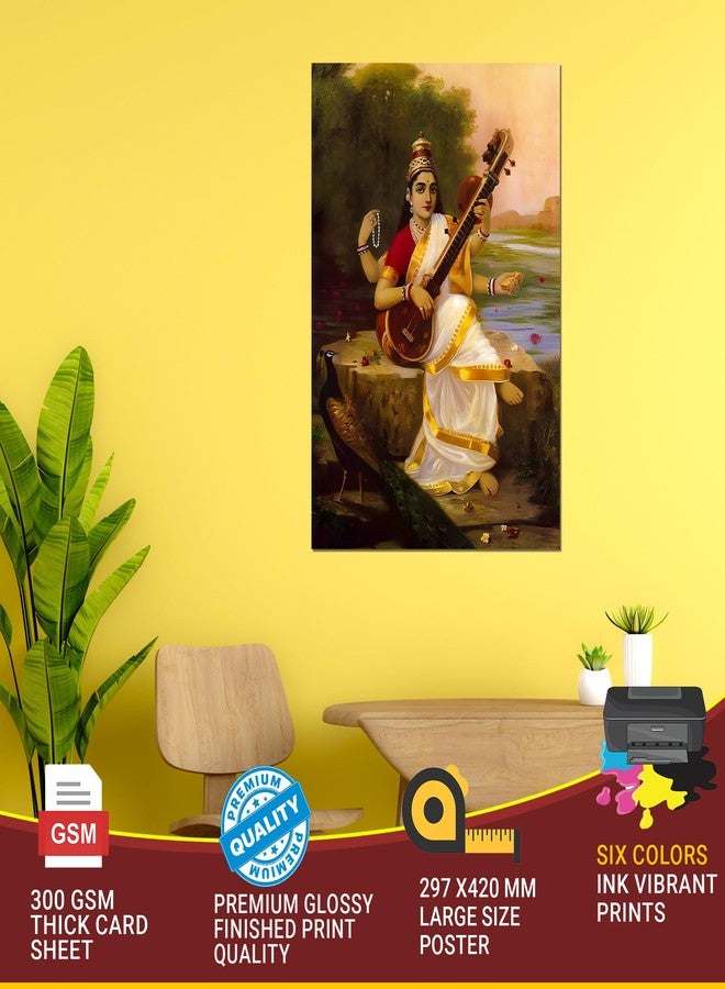 Roostaflag Ravi Varma Paintings Poster | Saraswati Ravi Varma Posters For Wall | Raja Ravi Varma Paintings Sticker | Raja Ravi Varma Paper Posters For Room Decoration - Image 4