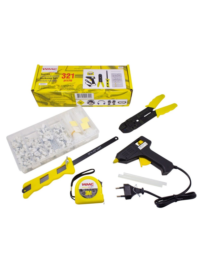 WMC TOOLS Tool Set 321 Pieces Electricians Kit Repair Glue Gun 10W - Image 2
