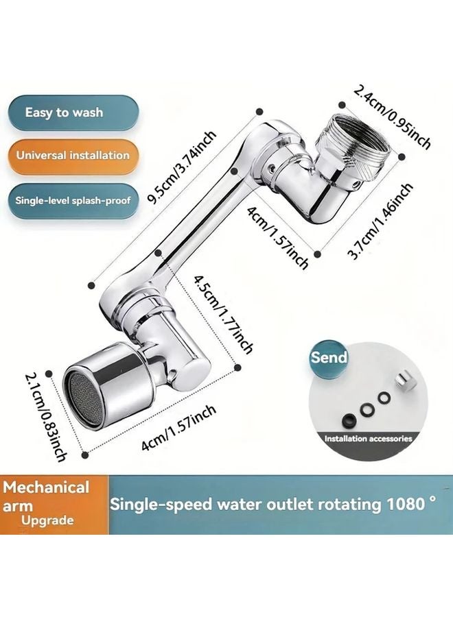 2nd Gear Silvery 3D Rotating Faucet With Mechanical Arm 1080 Degree Rotation Splash Proof Universal Installation For Bathroom Sink Kitchen - Image 4