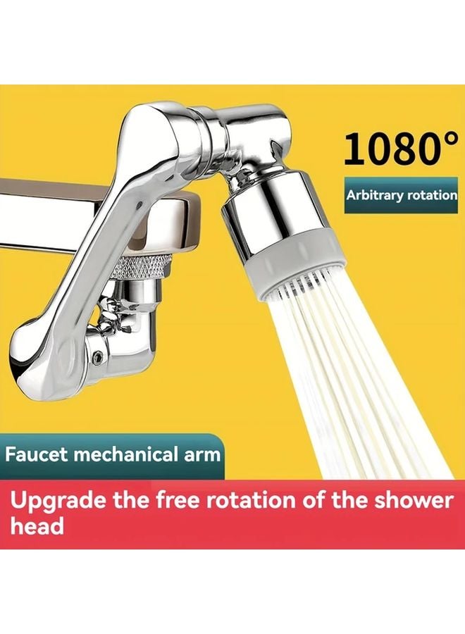 2nd Gear Silvery 3D Rotating Faucet With Mechanical Arm 1080 Degree Rotation Splash Proof Universal Installation For Bathroom Sink Kitchen - Image 5