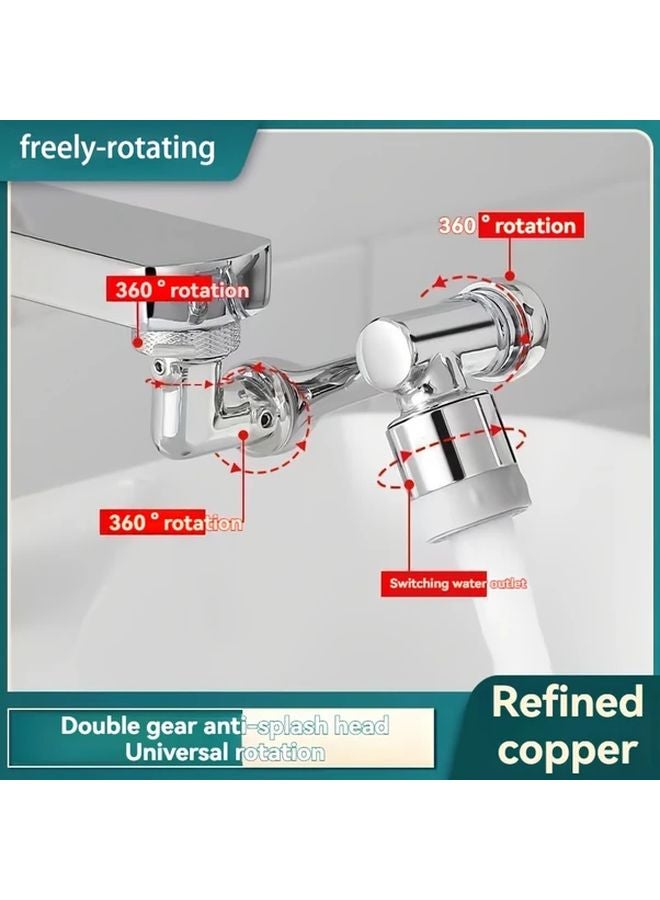 2nd Gear Silvery 3D Rotating Faucet With Mechanical Arm 1080 Degree Rotation Splash Proof Universal Installation For Bathroom Sink Kitchen - Image 3
