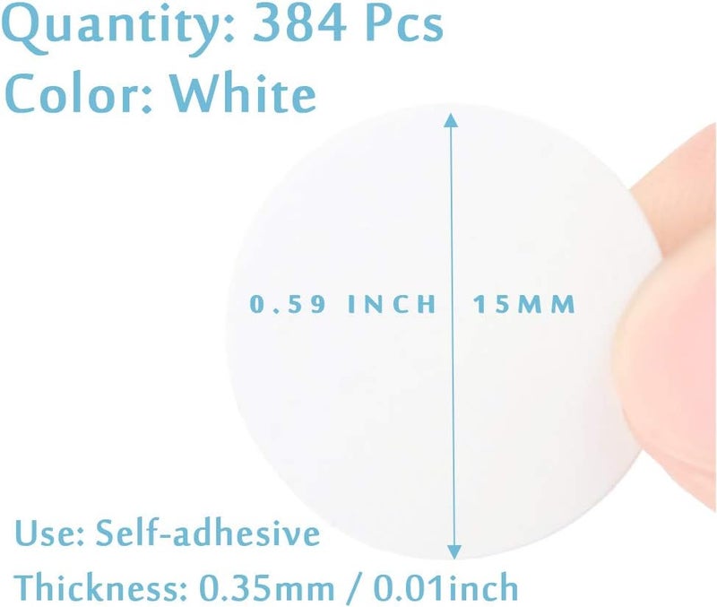 Yining Self-Adhesive Screw Hole Stickers, 384pcs-0.59inch/15mm Self-Adhesive Screw Covers Caps Dust Proof Sticker for Wood Screw-White - Image 2