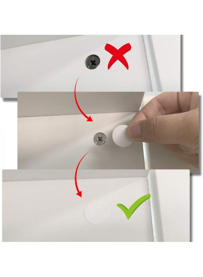 Yining Self-Adhesive Screw Hole Stickers, 384pcs-0.59inch/15mm Self-Adhesive Screw Covers Caps Dust Proof Sticker for Wood Screw-White - Image 3