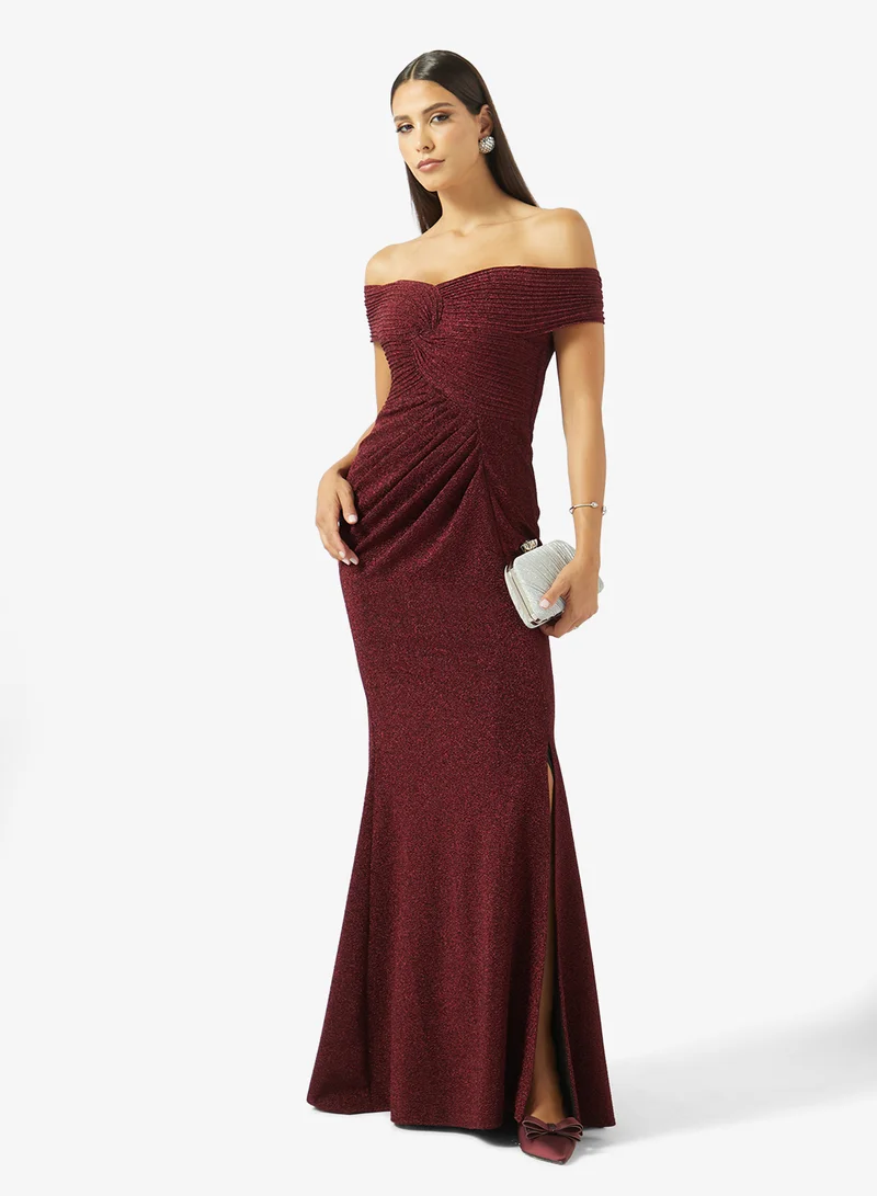 Akadia Fashion  COLD SHOULDER INFINITY BUST LAME DRESS for Women | Best Price UAE