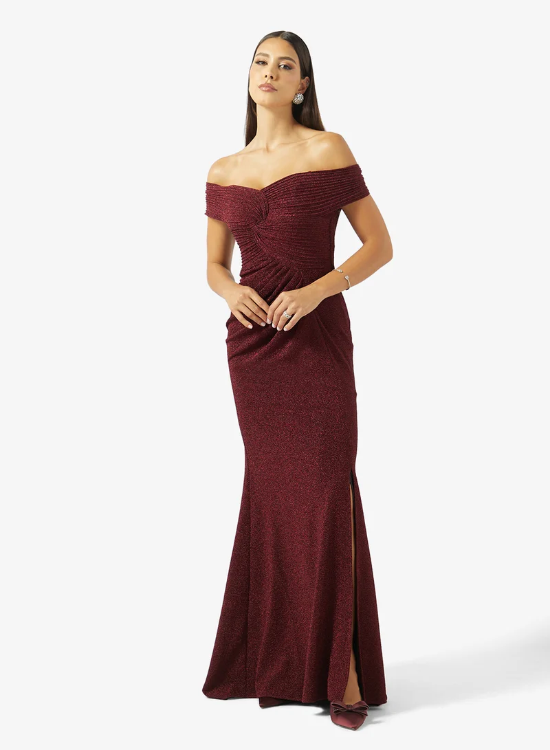 اكاديا فاشن COLD SHOULDER INFINITY BUST LAME DRESS
