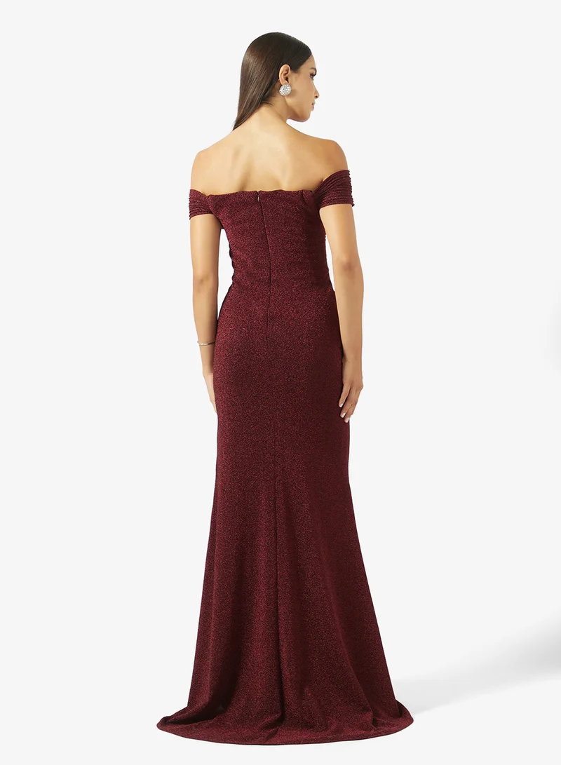 اكاديا فاشن COLD SHOULDER INFINITY BUST LAME DRESS