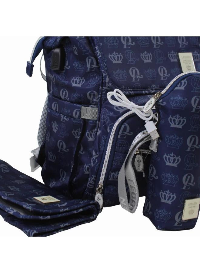 LeQueen Diamond 8th Special Edition Soft Waterproof Diaper Bag - Navy Blue - Image 3