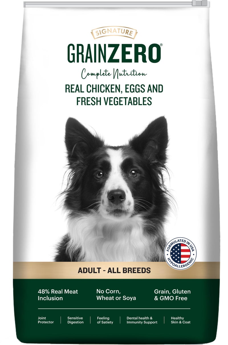 Grain Zero Adult Dry Dog Food 3kg | Real Chicken, Egg & Vegetables | 48% Meat Inclusion, No Grain Formula, Gluten-Free | Promotes Healthy Skin & Coat | All Breeds - Image 1