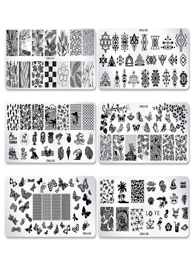 سيلبوي مجموعة سيلبيكوي من 6 قطع من قوالب ختم الأظافر، قوالب ختم أظافر صيفية بتصميمات الفراشات والزهور، أدوات تزيين الأظافر، إكسسوارات مانيكير، أدوات العناية بالأظافر المنزلية - Image 2