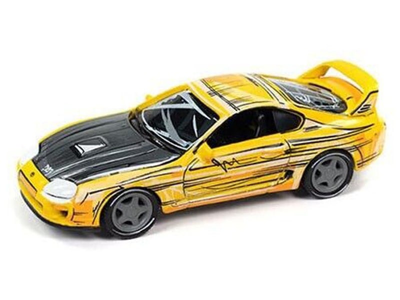 Round 2 1997 Supra Yellow with Manga Art Style Graphics Limited Edition to 4800 Pieces Worldwide Manga Racing Series 164 Diecast Model Car by Auto World CP8086 - Image 2
