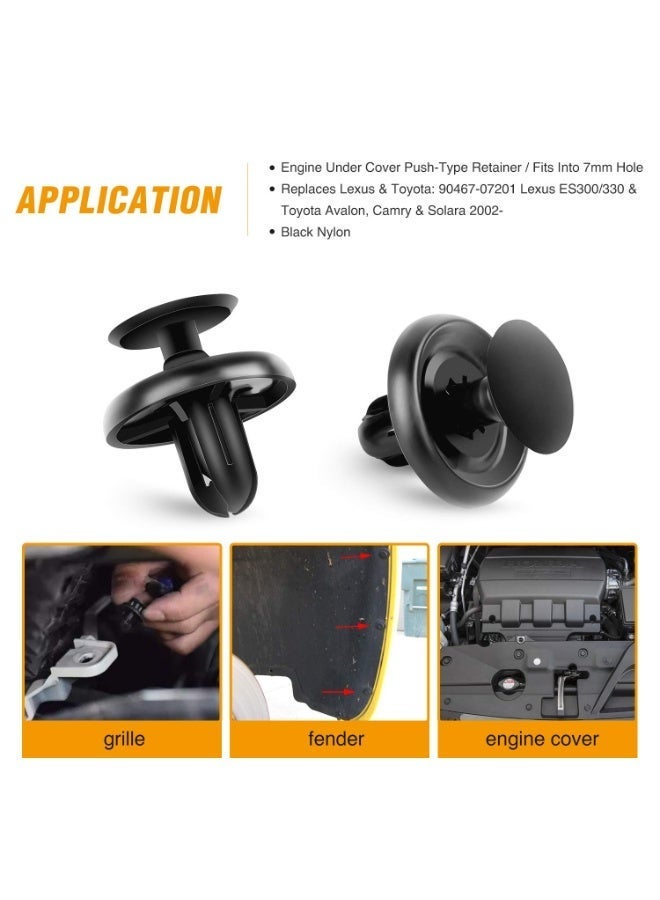 GRC-32 100 Pcs Nylon Push Rivet Retainer Clips for Lexus Toyota Body Splash Shield, Replaces 90467-07201, with Fastener Remover - Image 3