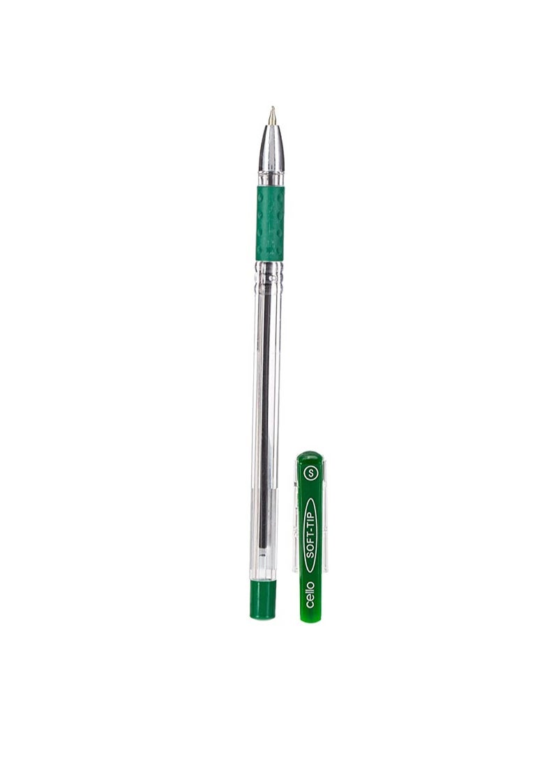 CELLO SOFT TIP BALL PEN 0.7MM BOX OF 12PC GREEN - Image 2