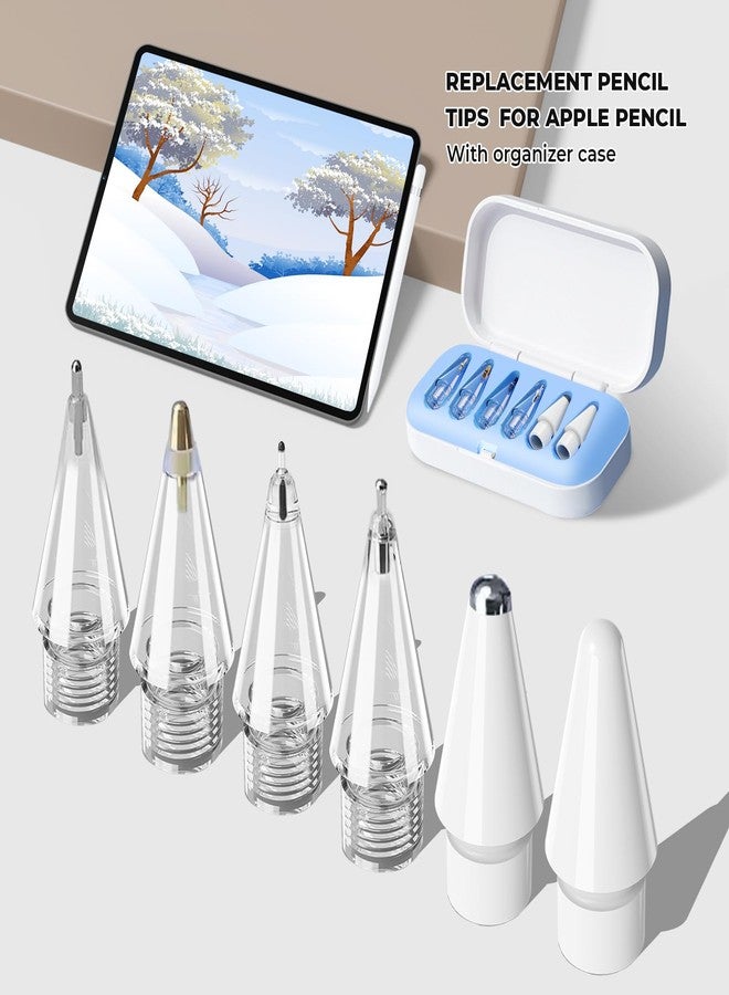 UMUST 6Pack Replacement Pencil Tips for Apple Pencil Pro/2nd Gen/1st Gen/USB-C，Upgraded iPad Pen Tips with Storage Case, IPad Pro Pencil Tips Sets, Accessories for Apple Pencil （Blue 6 in 1） - Image 2