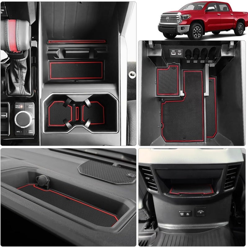 Auovo Cup Holder Insert Liners for Toyota Tundra 2022-2025 - 31-Piece Set with Red Trim - Image 4