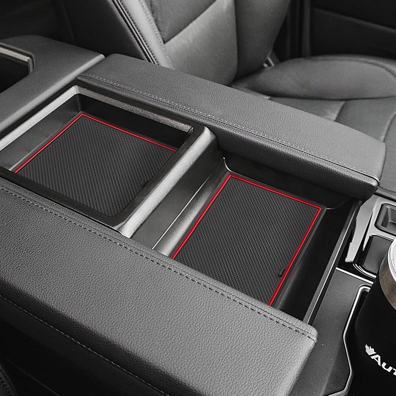 Auovo Cup Holder Insert Liners for Toyota Tundra 2022-2025 - 31-Piece Set with Red Trim - Image 5