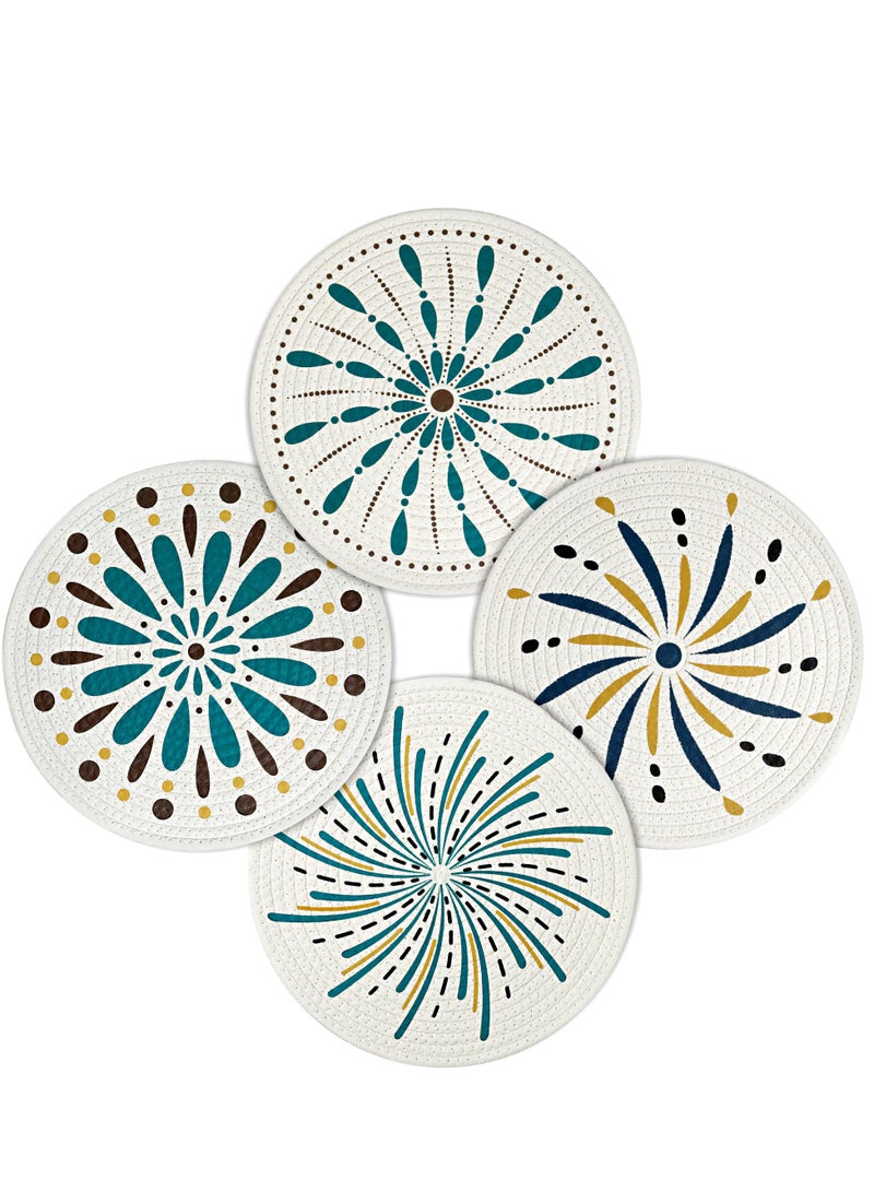 Zikra 4 Pack Round Placemats, Heat Resistant Non Slip Woven Table Mats, Cotton Rope Woven Place Mats, Suitable for Home Party Wedding Restaurant (30cm - Image 1