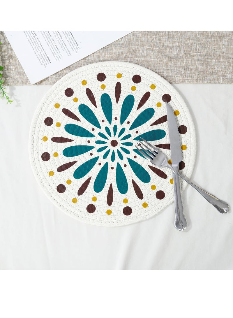 Zikra 4 Pack Round Placemats, Heat Resistant Non Slip Woven Table Mats, Cotton Rope Woven Place Mats, Suitable for Home Party Wedding Restaurant (30cm - Image 3