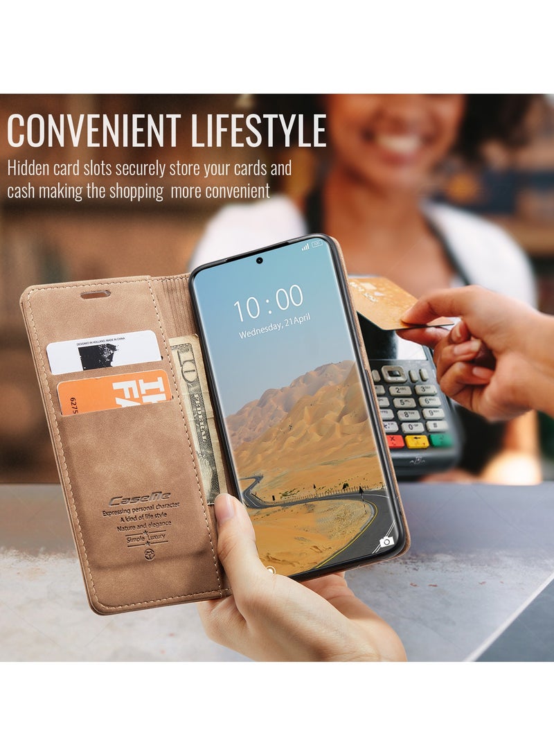 CaseMe For Xiaomi Redmi Note 14 Pro+ Cover, Magnetic Adsorption Full Body Shockproof Protective 14 Pro Plus Flip Cover, PU Leather Hidden Stand Wallet Case - Image 3