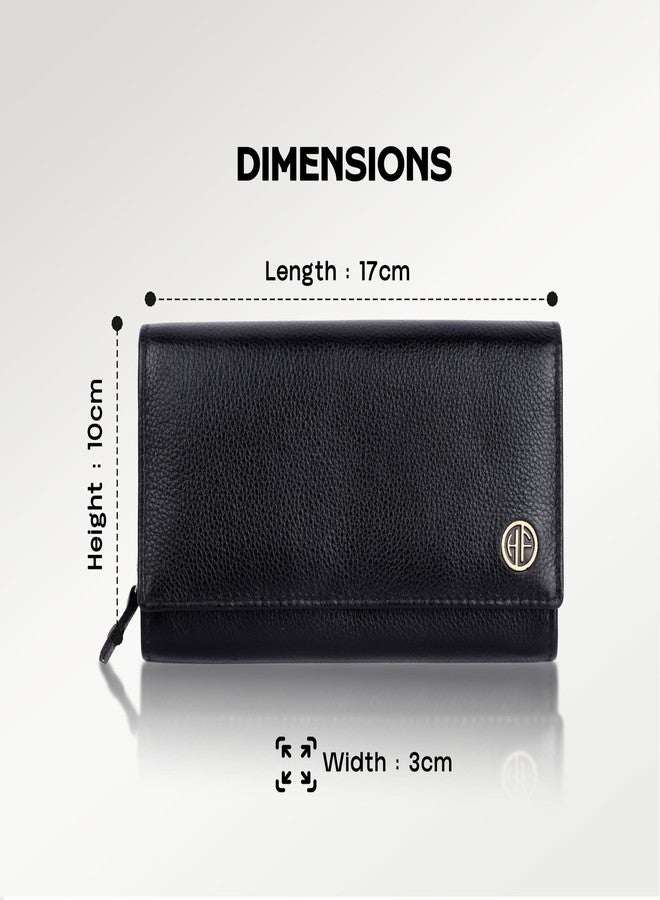 HAMMONDS FLYCATCHER Genuine Leather Wallet with 8 Card Slots - Ladies Clutch for Women, Ladies Wallet for Women Stylish, Ladies Purse for Woman - Black - Image 5