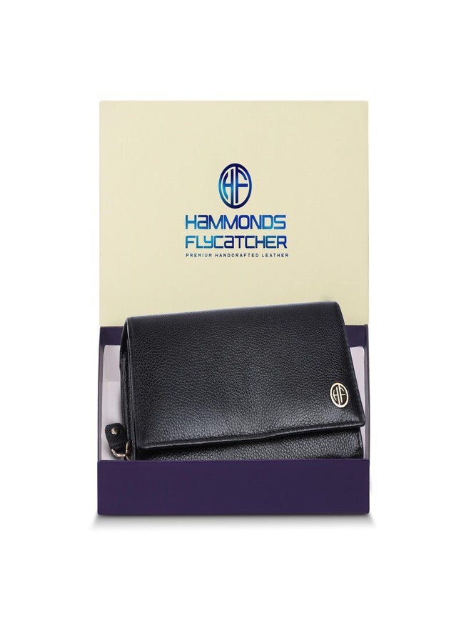 HAMMONDS FLYCATCHER Genuine Leather Wallet with 8 Card Slots - Ladies Clutch for Women, Ladies Wallet for Women Stylish, Ladies Purse for Woman - Black - Image 1