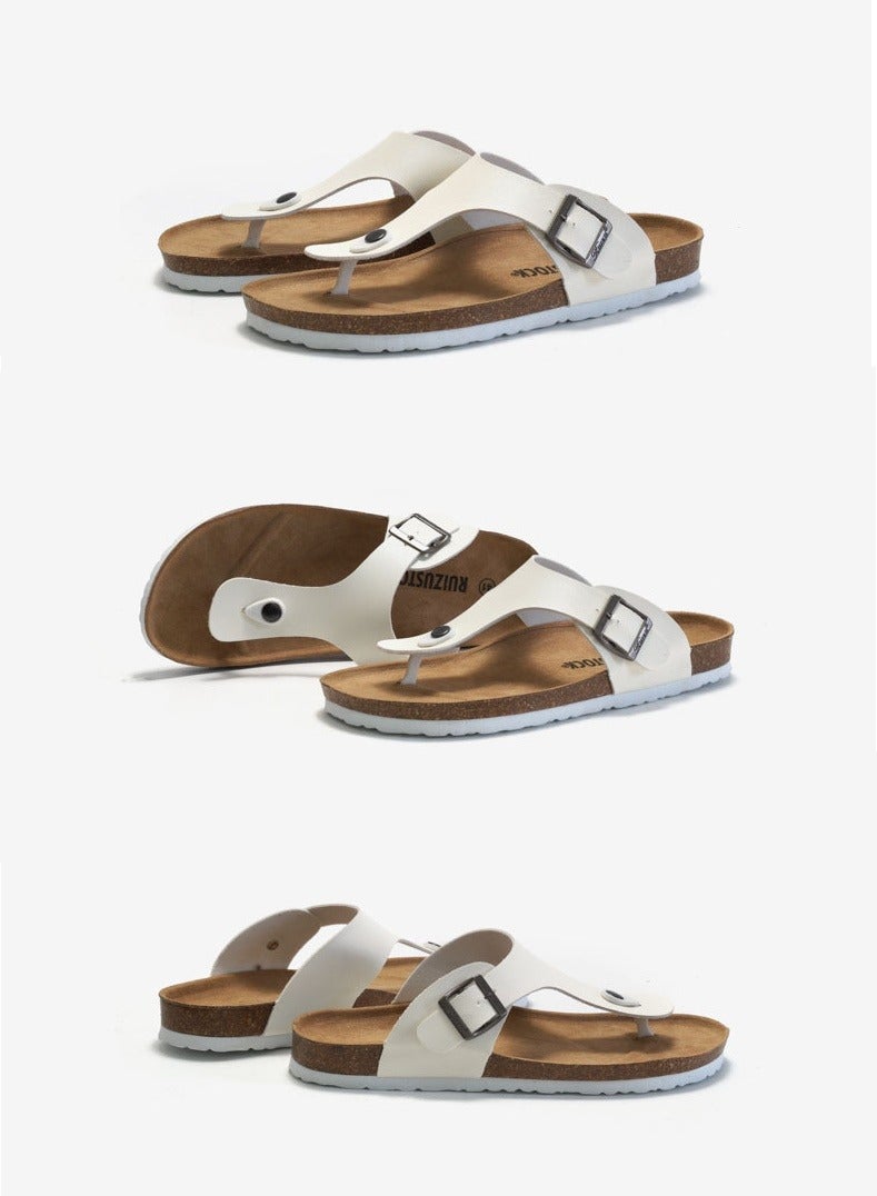 Beauenty Casual Cork Footbed Support Sandals-White - Image 2