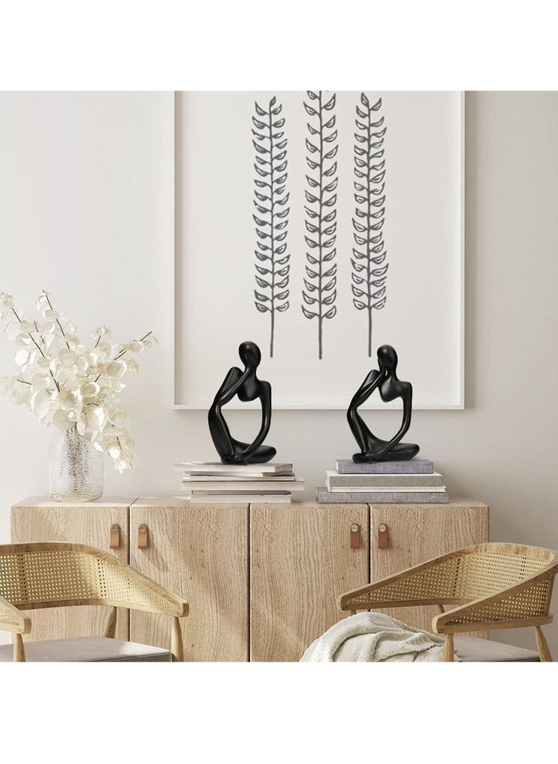 Generic Resin Statue Thinker Style Decoration Abstract Sculptures Collectible Figurines for Home Decor Modern Office Shelf Desktop (Black-left)  - Image 2