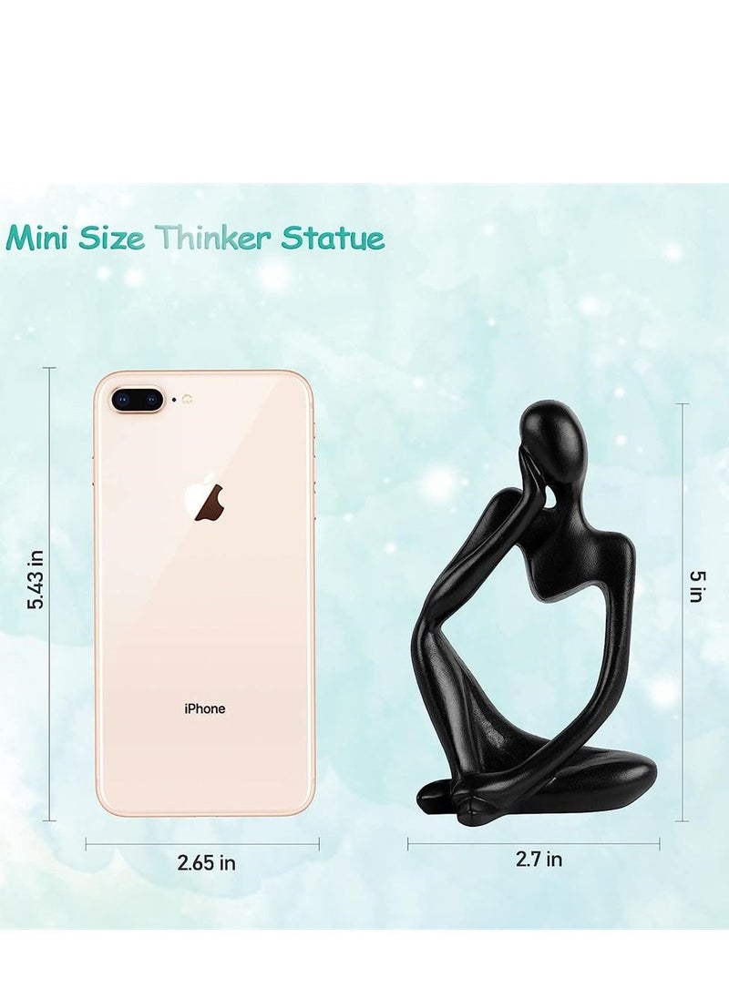 Generic Resin Statue Thinker Style Decoration Abstract Sculptures Collectible Figurines for Home Decor Modern Office Shelf Desktop (Black-left)  - Image 5