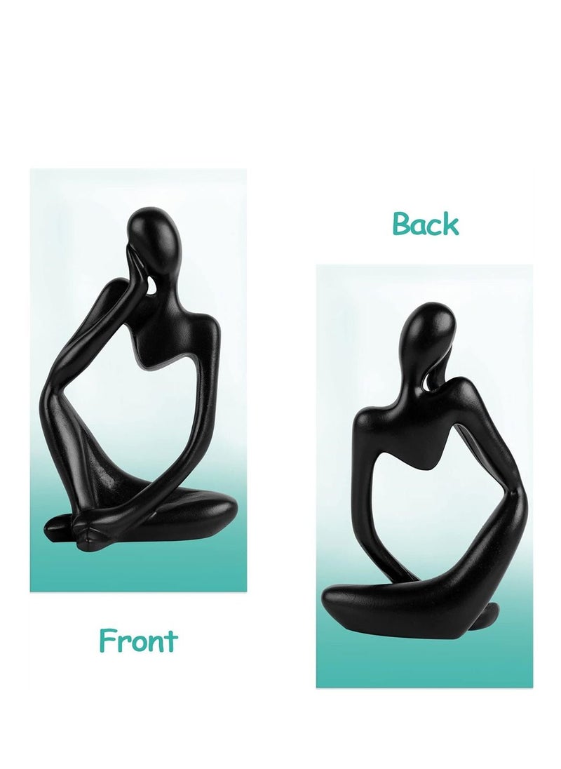 Generic Resin Statue Thinker Style Decoration Abstract Sculptures Collectible Figurines for Home Decor Modern Office Shelf Desktop (Black-left)  - Image 3