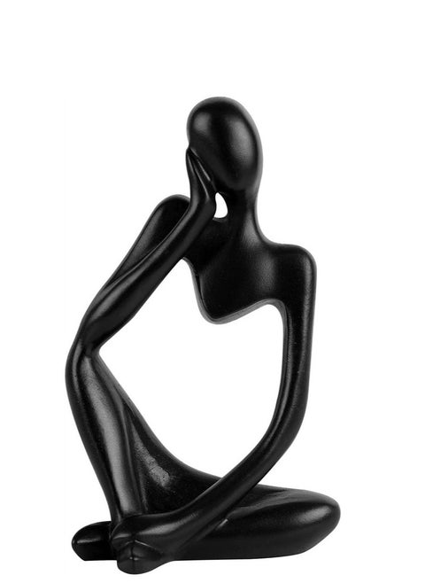 Resin Statue Thinker Style Decoration Abstract Sculptures Collectible Figurines for Home Decor Modern Office Shelf Desktop (Black-left)