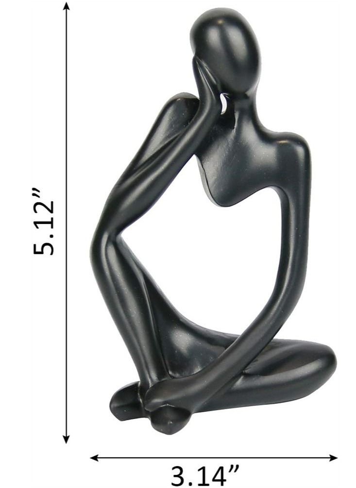 Generic - Resin Statue Thinker Style Decoration Abstract Sculptures Collectible Figurines for Home Decor Modern Office Shelf Desktop (Black-left) - Image 1