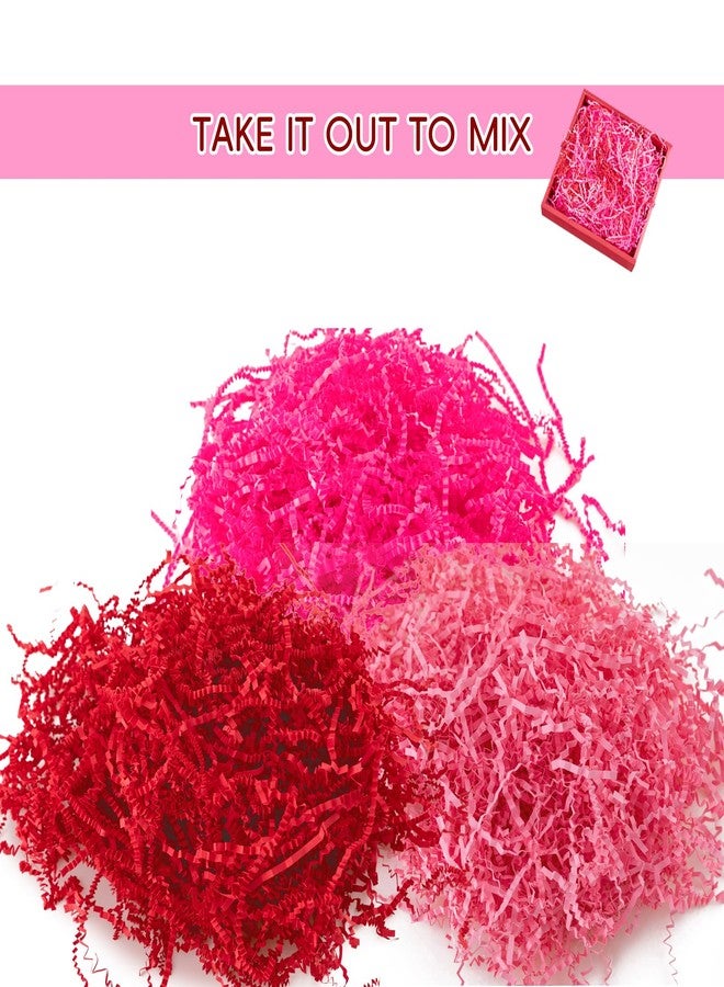 CIPOWM 10.6oz Valentine's Day Crinkle Cut Paper Shred, 3 Colors Red Pink Raffia Paper Shred Filler Grass for Gift Wrapping Craft DIY Gift Bag Box Filling Party Supply - Image 3