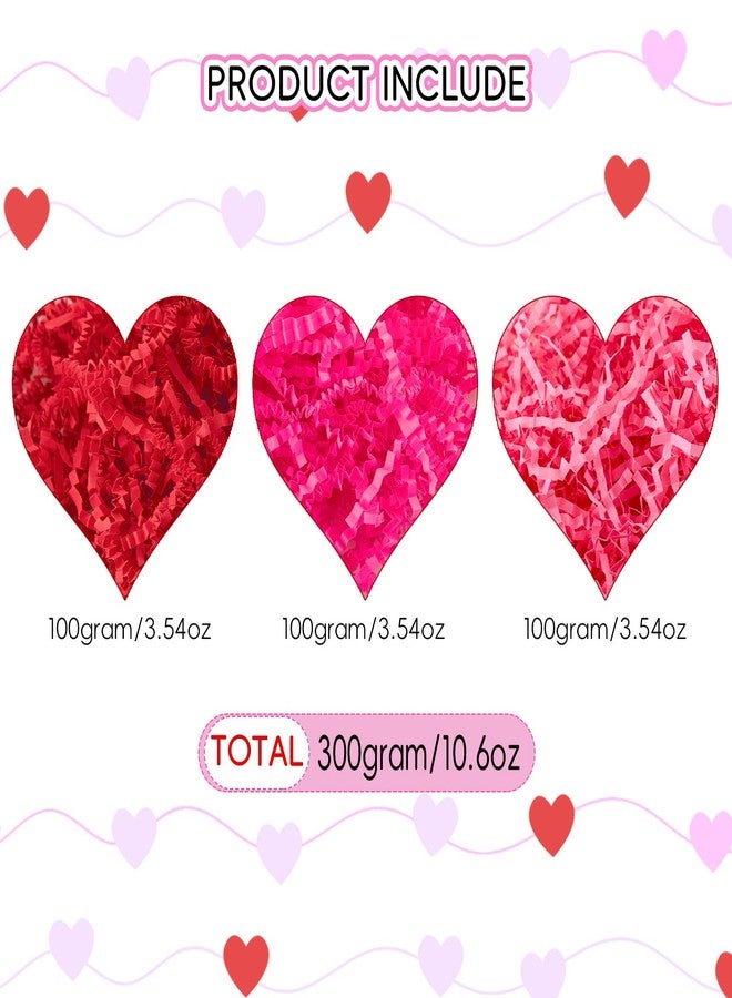 CIPOWM 10.6oz Valentine's Day Crinkle Cut Paper Shred, 3 Colors Red Pink Raffia Paper Shred Filler Grass for Gift Wrapping Craft DIY Gift Bag Box Filling Party Supply - Image 2