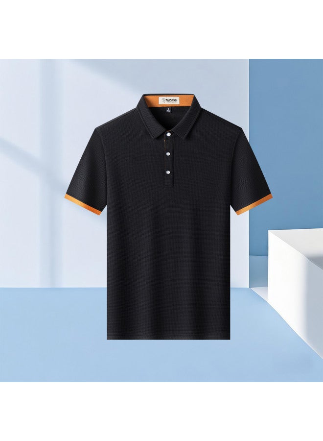 Tucano 2-piece Set】7a Anti-bacterial Short-sleeve Polo Shirt + Ice Silk Casual Trousers Dad's Outfit Men's Suit - Image 3