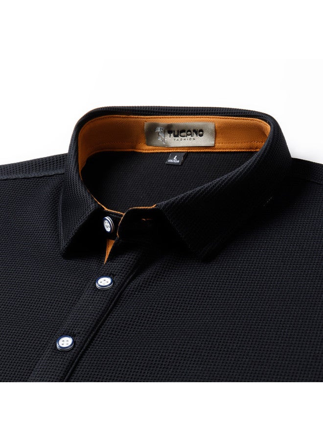 Tucano 2-piece Set】7a Anti-bacterial Short-sleeve Polo Shirt + Ice Silk Casual Trousers Dad's Outfit Men's Suit - Image 5