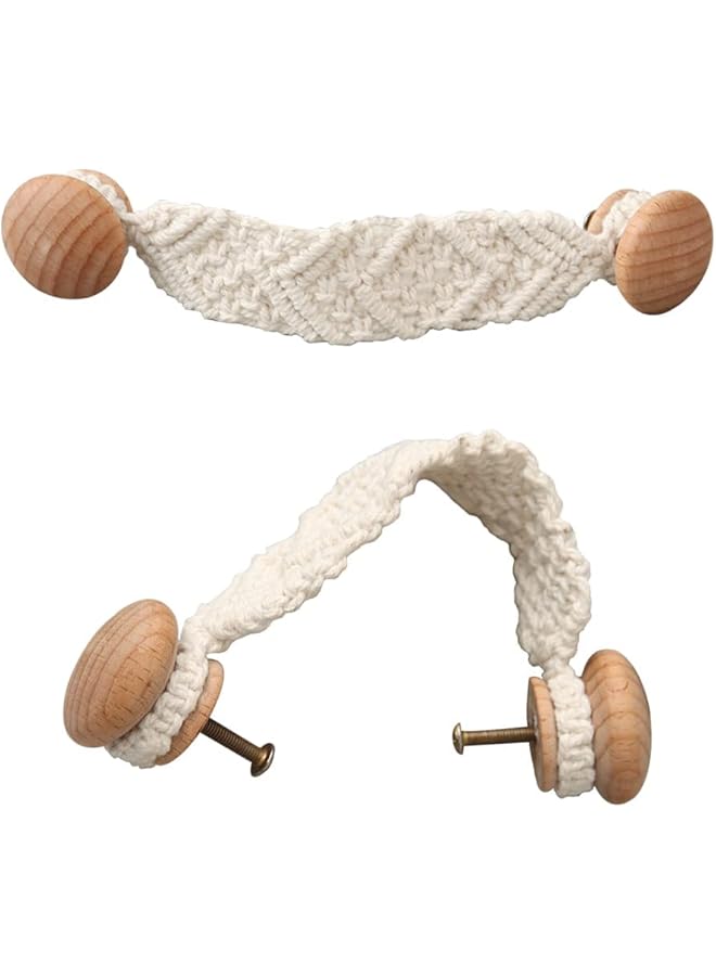 Rope Knobs Door Handle, Rope Knot Cabinet Drawer Cupboard Furniture Door Wooden Pulls Handles Drawer Pulls for Kitchen Cabinet Wardrobe Cupboard Cabinet knobs Dresser knobs (2 Pack)