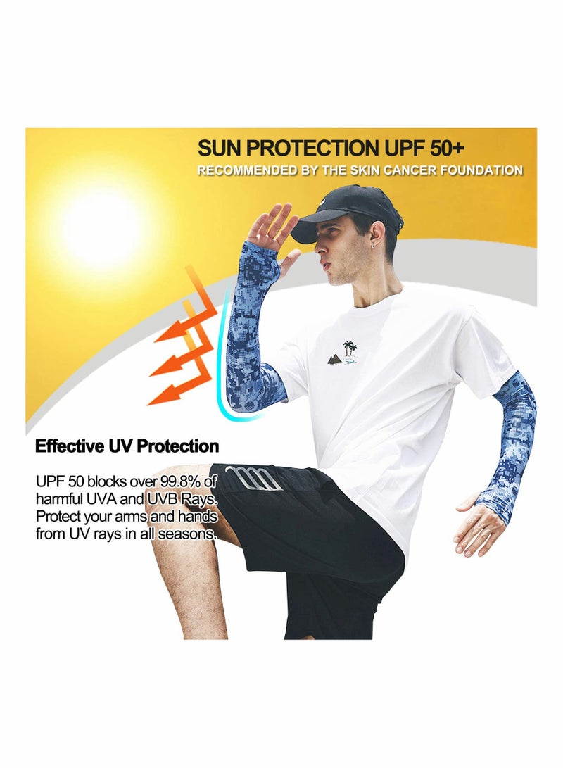 SYOSI UV Protection Cooling Arm Sleeves for Men Women, UPF 50 Compression Long Arm Cover for Cycling, Running, Football, Driving, Fishing, Golf, Hiking (3 Pairs) - Image 2