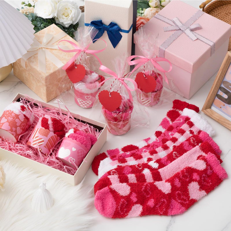 Chicingyou 36 Pcs Fuzzy Cupcake Socks Women DIY Fuzzy Socks with Gift Box and Cards Holiday Presents - Image 3