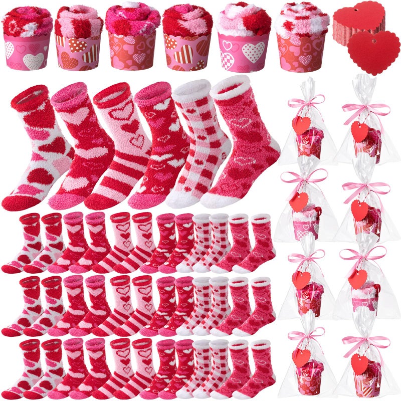 Chicingyou 36 Pcs Fuzzy Cupcake Socks Women DIY Fuzzy Socks with Gift Box and Cards Holiday Presents - Image 1