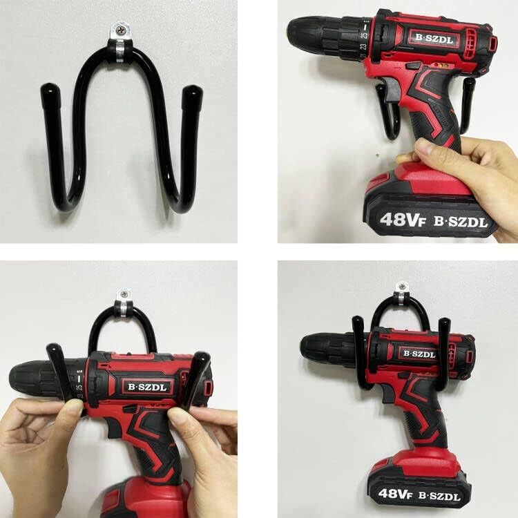 AUXPhome Power Tool Organizer - Wall Mount Garage Storage Rack, Hanger Hooks for Drills, Cables, Accessories & Tool Box - Holds 4 Drills - Image 4