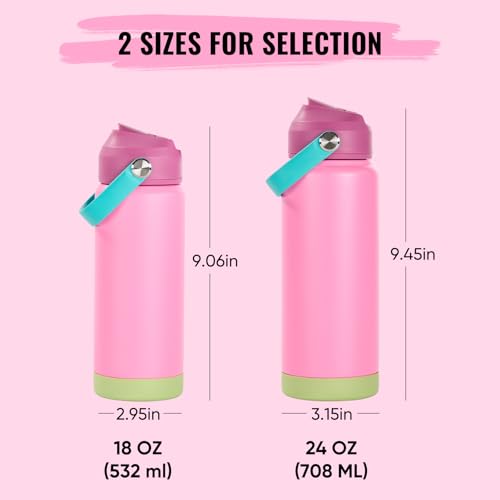 Fijinhom 24oz Insulated Stainless Steel Water Bottle, Wide Mouth Double Wall Vacuum, Silicone Straw, Sweat & Leak Proof, BPA Free Insulated Water Flask for Travel, Keep Cold 24h Hot 12h, Berries - Image 2