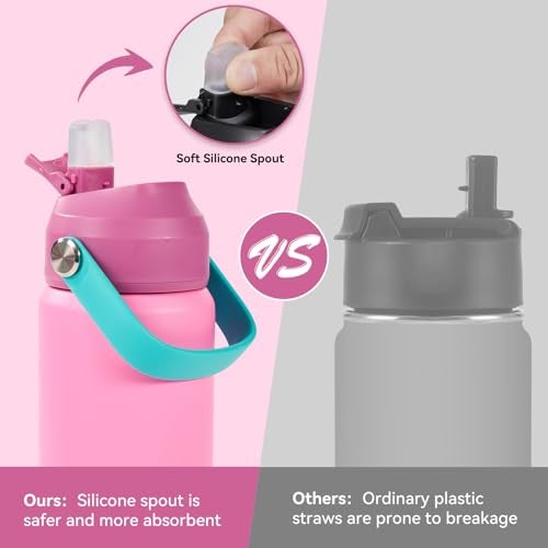 Fijinhom 24oz Insulated Stainless Steel Water Bottle, Wide Mouth Double Wall Vacuum, Silicone Straw, Sweat & Leak Proof, BPA Free Insulated Water Flask for Travel, Keep Cold 24h Hot 12h, Berries - Image 3