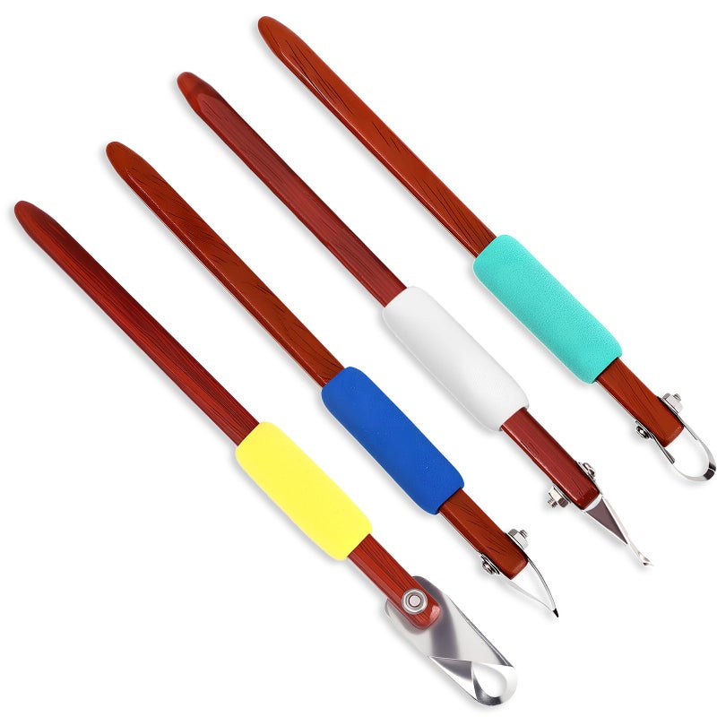 Lanties 4 Pcs Pottery Carving Tool Set Sculpture Scraper Craft Modelling Tools Red Pear Wood Texture Handle with Stainless Steel Blade for Clay Carving Ceramic Sculpting Graffito Classic Color - Image 2