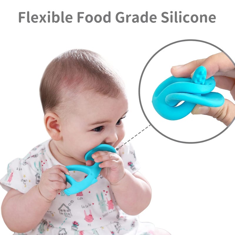 Mombella Baby Teething Toys for Babies 312 Months with Attachment to Clip Mombella Elephant Baby Teether Toys 6 Month Old Soft Silicone Infant Chew Toy 9 Months Teething Relief Ideal Newborn Gifts Blue - Image 5
