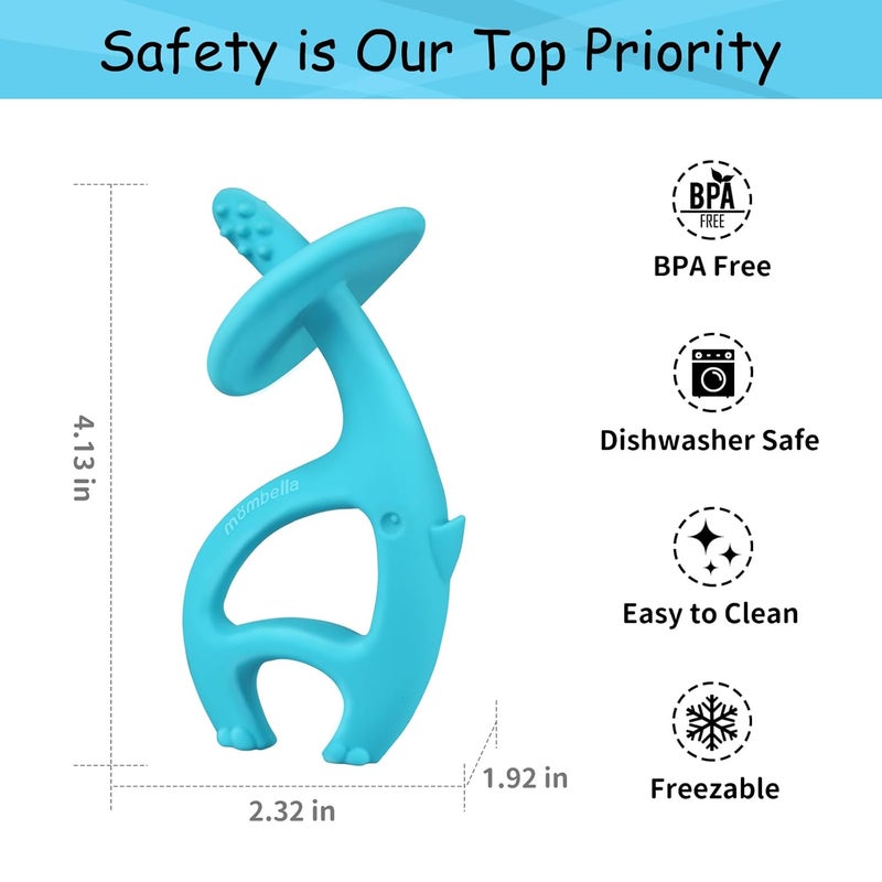 Mombella Baby Teething Toys for Babies 312 Months with Attachment to Clip Mombella Elephant Baby Teether Toys 6 Month Old Soft Silicone Infant Chew Toy 9 Months Teething Relief Ideal Newborn Gifts Blue - Image 2
