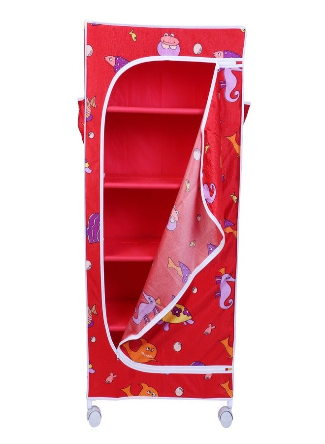 Homeeva | 5 Shelves Baby Foldable Wardrobe | Aquatic Red (Made in India) - Image 5
