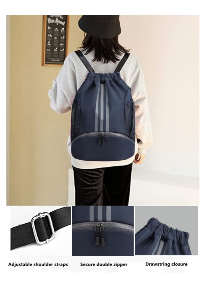 Y&D Drawstring Backpack Bag Gym Sack String Men Women Basketball Bundle Pocket Student School Football Storage Large Capacity Fitness - Image 3